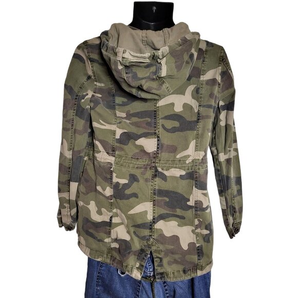 Camouflage Jacket 1 Sunset Lane Women Sz S Hooded Military Winter Outerwear - Picture 2 of 8